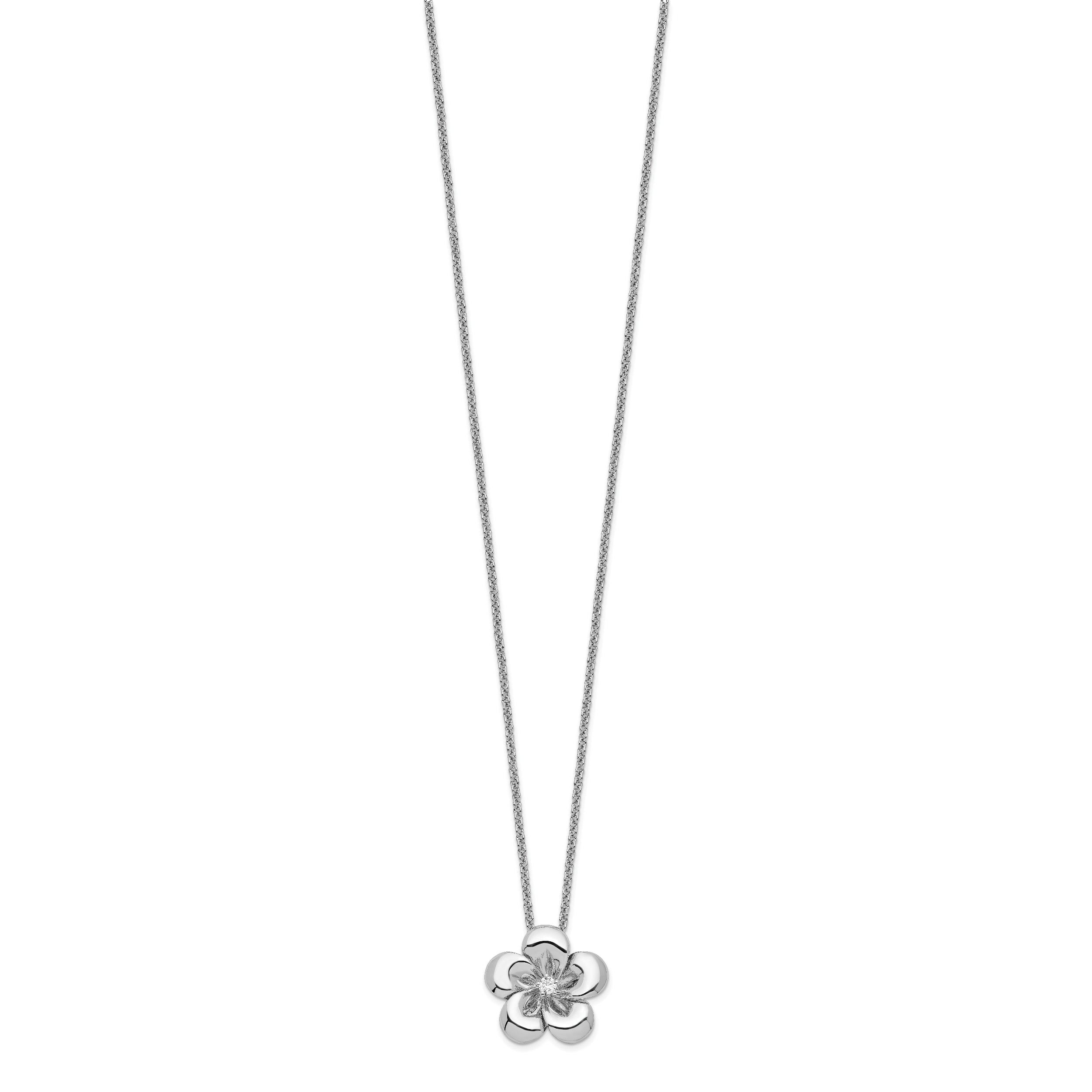 Sentimental Expressions Sterling Silver Rhodium-plated CZ Be A Blessing 14in. Necklace with 2in. ext