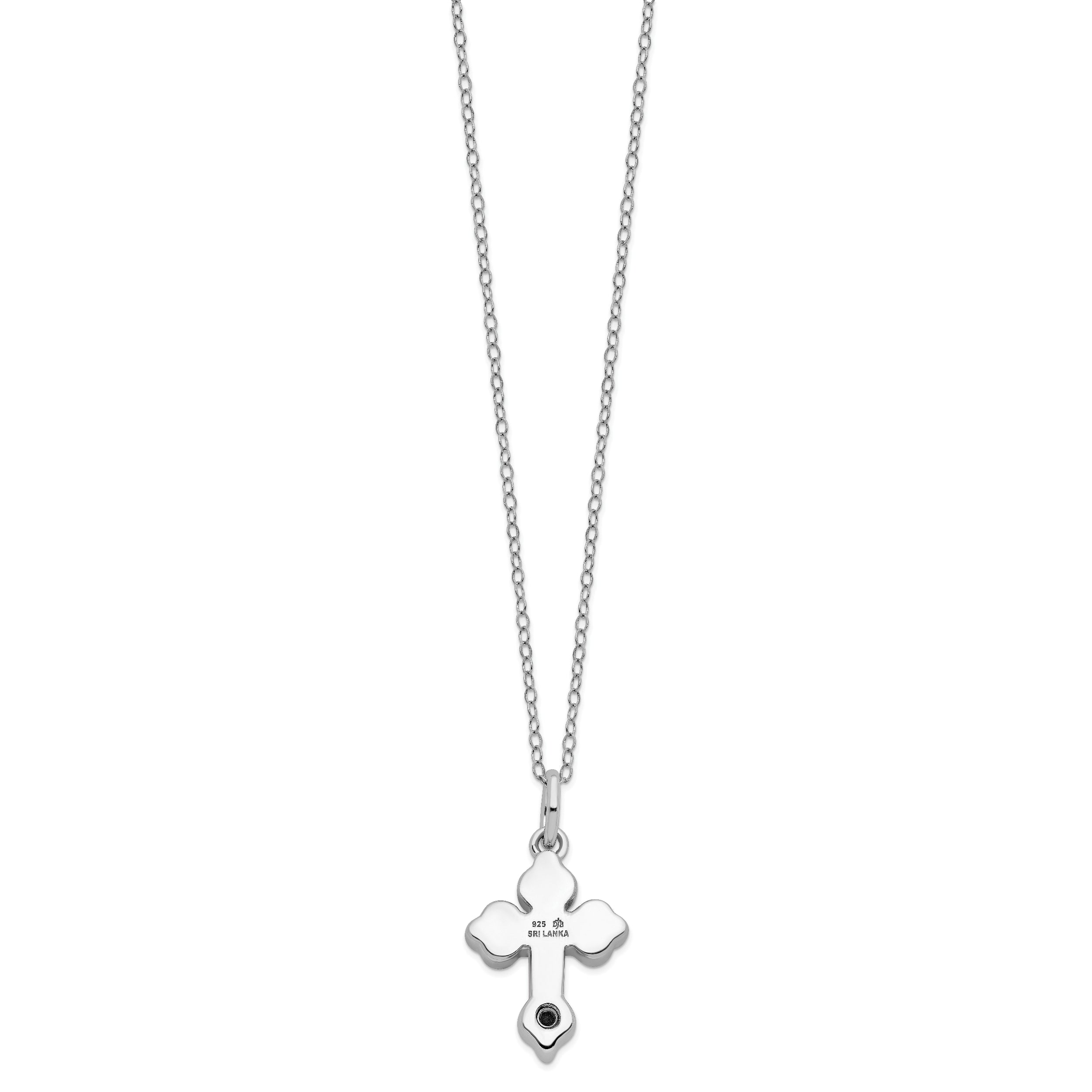 Sentimental Expressions Sterling Silver Rhodium-plated Matted Cross Ash Holder 18in. Necklace