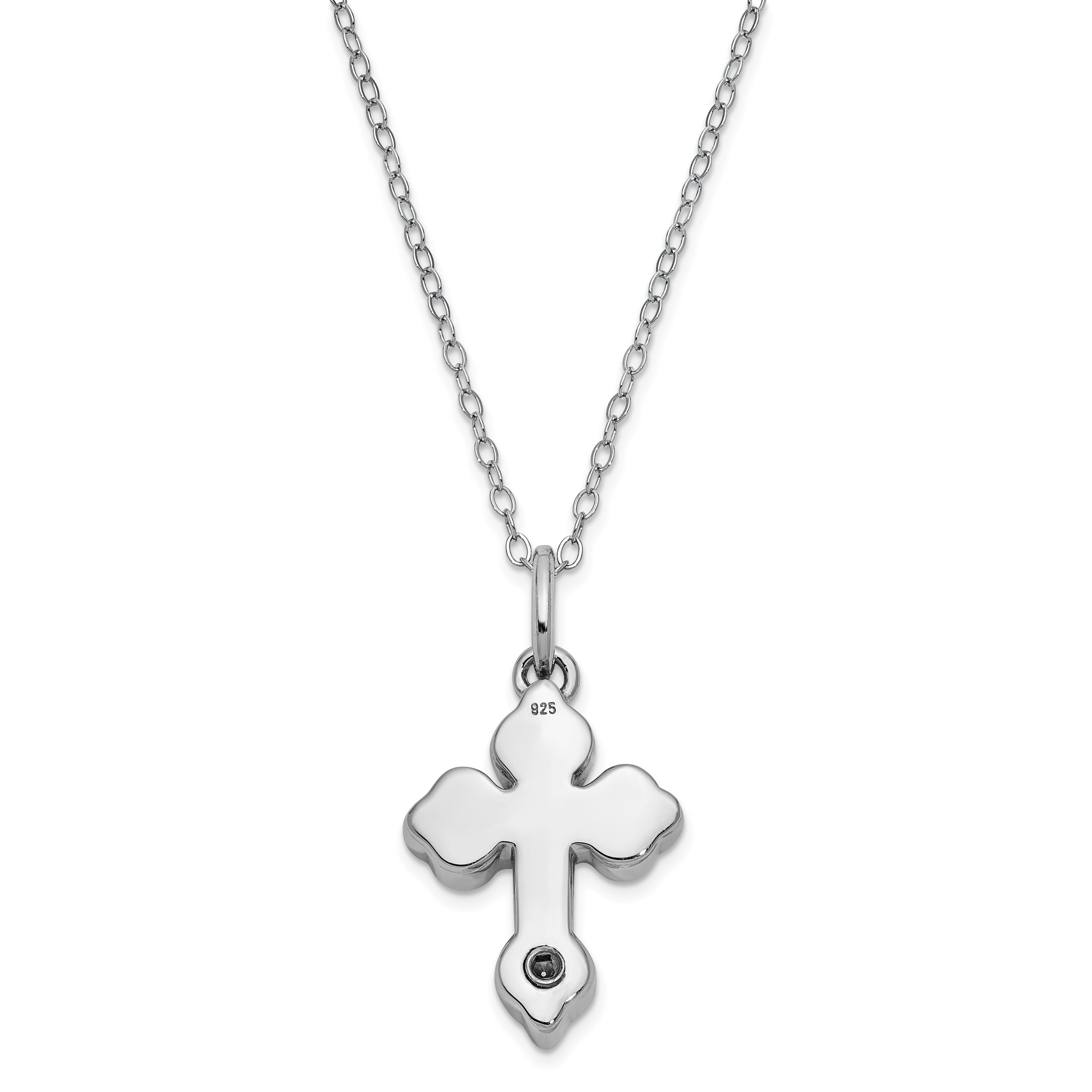 Sentimental Expressions Sterling Silver Rhodium-plated Matted Cross Ash Holder 18in. Necklace