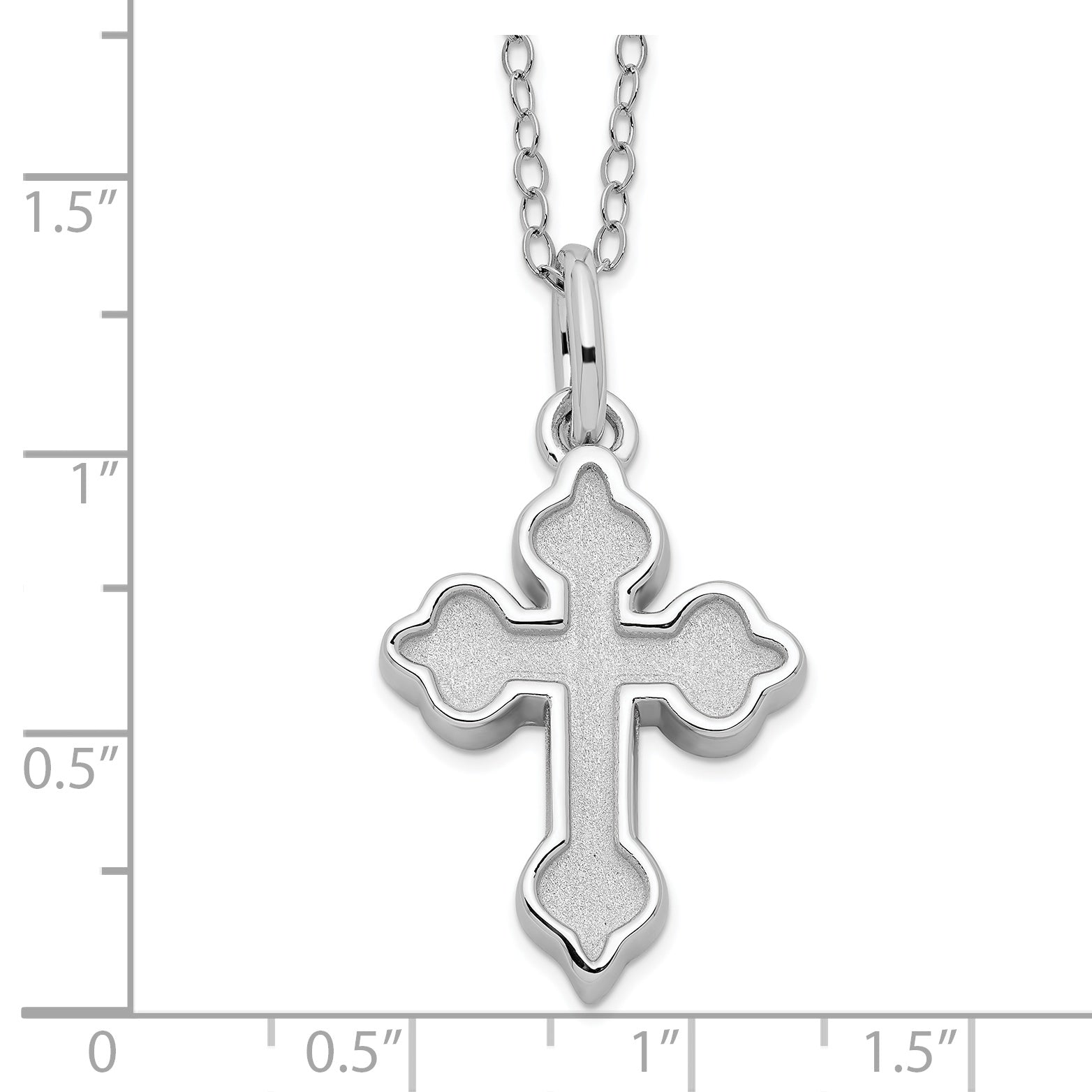 Sentimental Expressions Sterling Silver Rhodium-plated Matted Cross Ash Holder 18in. Necklace