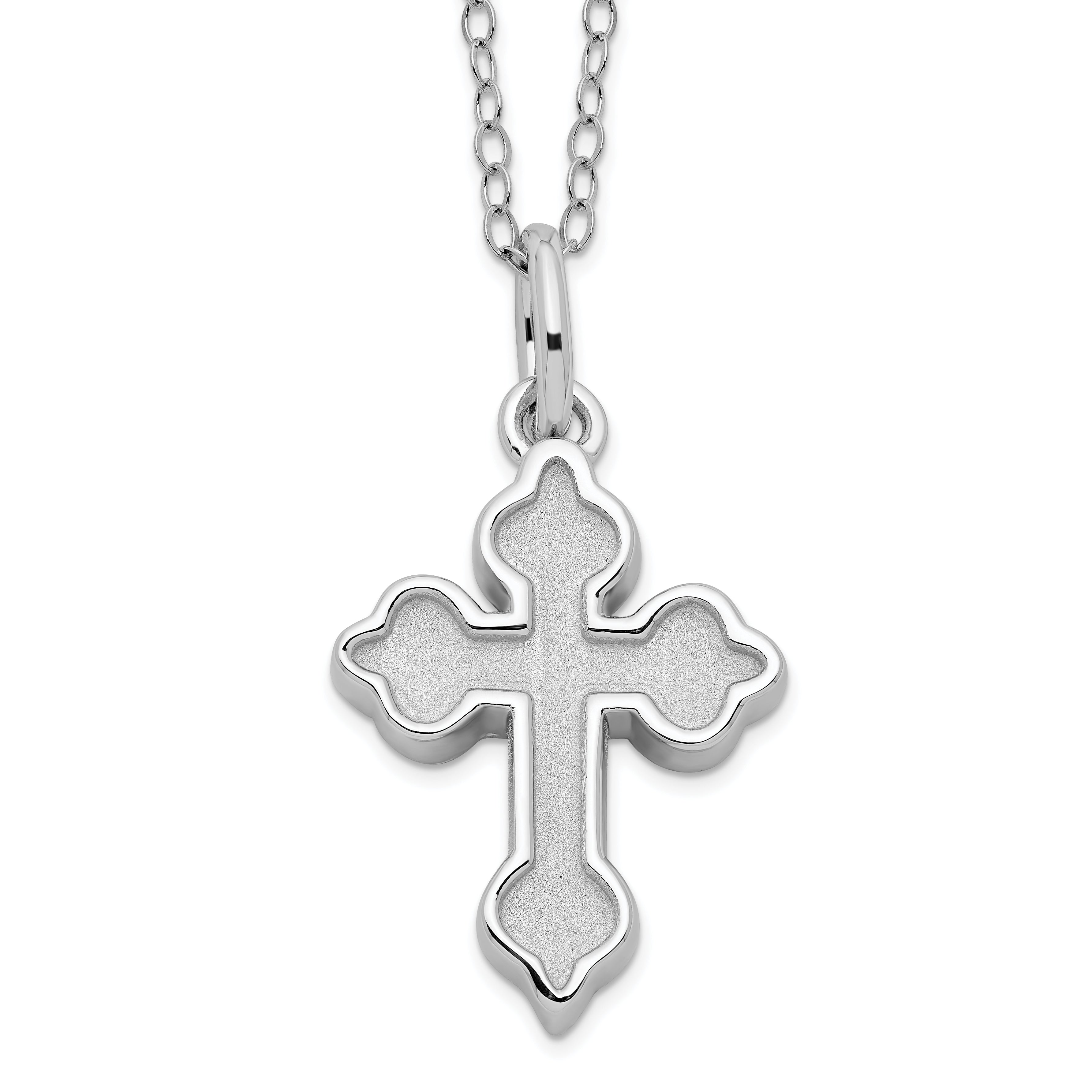 Sentimental Expressions Sterling Silver Rhodium-plated Matted Cross Ash Holder 18in. Necklace