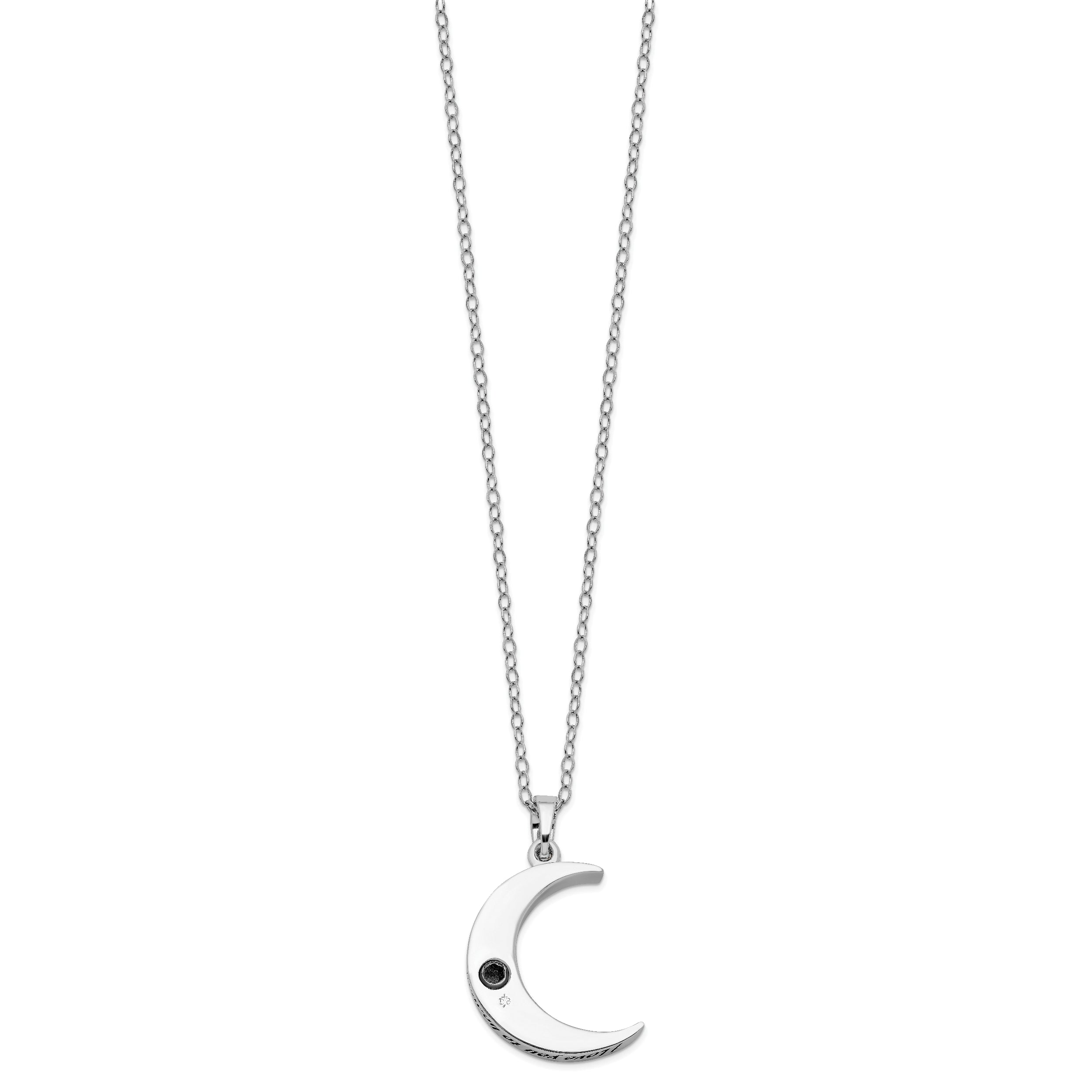 Sentimental Expressions Sterling Silver Rhodium-plated Antiqued Quarter Moon Ash Holder 18 Inch Necklace