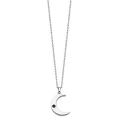 Sentimental Expressions Sterling Silver Rhodium-plated Antiqued Quarter Moon Ash Holder 18 Inch Necklace