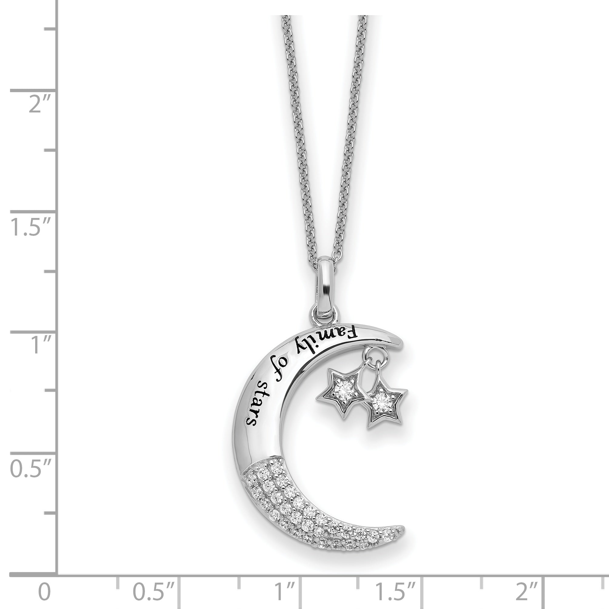 Sentimental Expressions Sterling Silver Rhodium-plated CZ Antiqued Family Of Stars 18 Inch Necklace