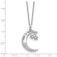 Sentimental Expressions Sterling Silver Rhodium-plated CZ Antiqued Family Of Stars 18 Inch Necklace