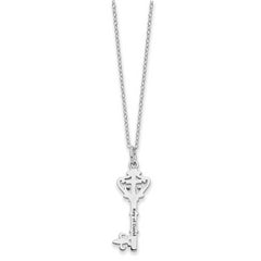 Sentimental Expressions Sterling Silver Rhodium-plated Red CZ Antiqued Key of David 18in Necklace