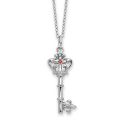 Sentimental Expressions Sterling Silver Rhodium-plated Red CZ Antiqued Key of David 18in Necklace