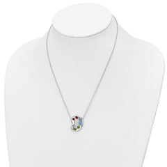 Sentimental Expressions Sterling Silver Rhodium-plated Multi-color CZ Color Me Happy Pallet 18in Necklace