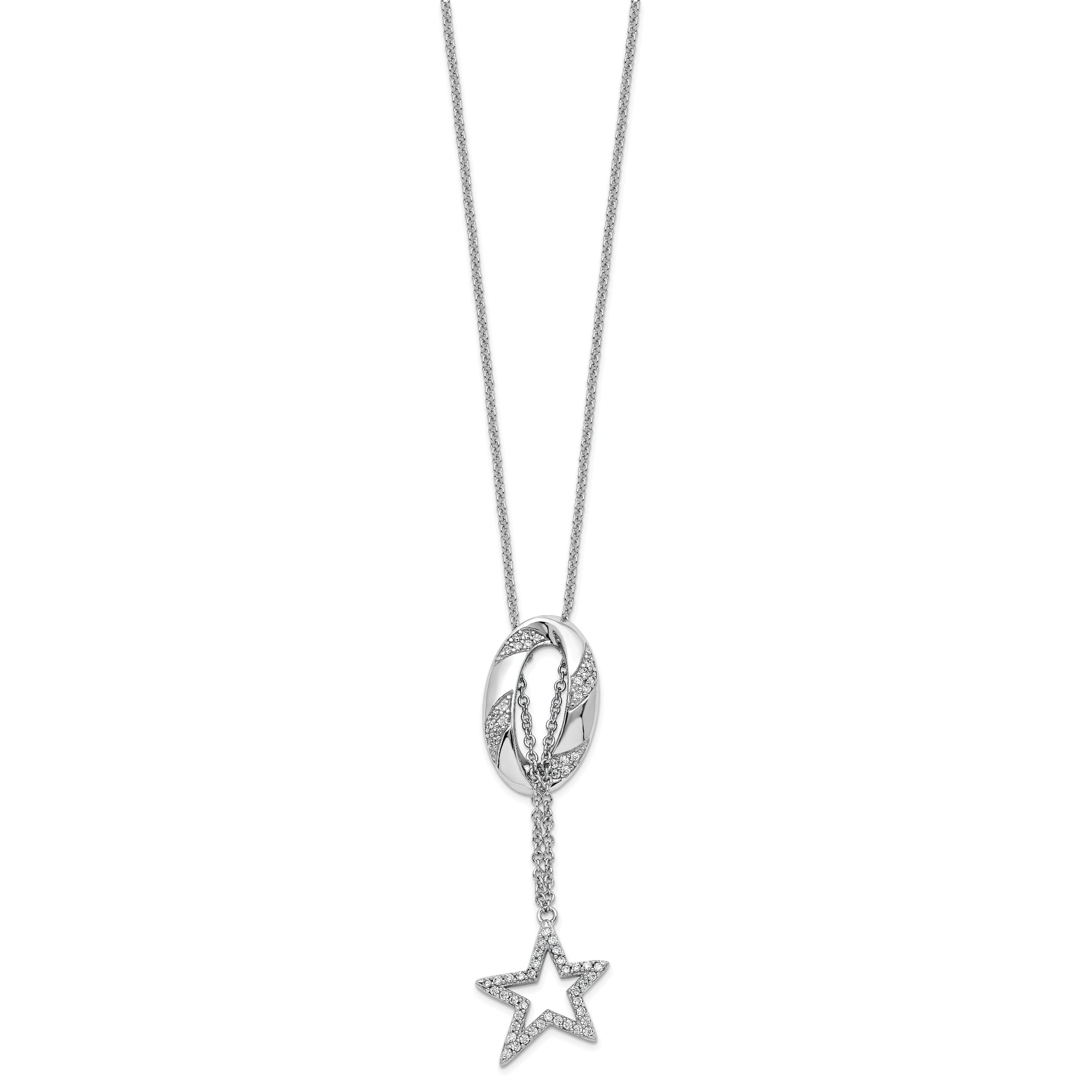 Sentimental Expressions Sterling Silver Rhodium-plated CZ Catch a Falling Star 18in Necklace