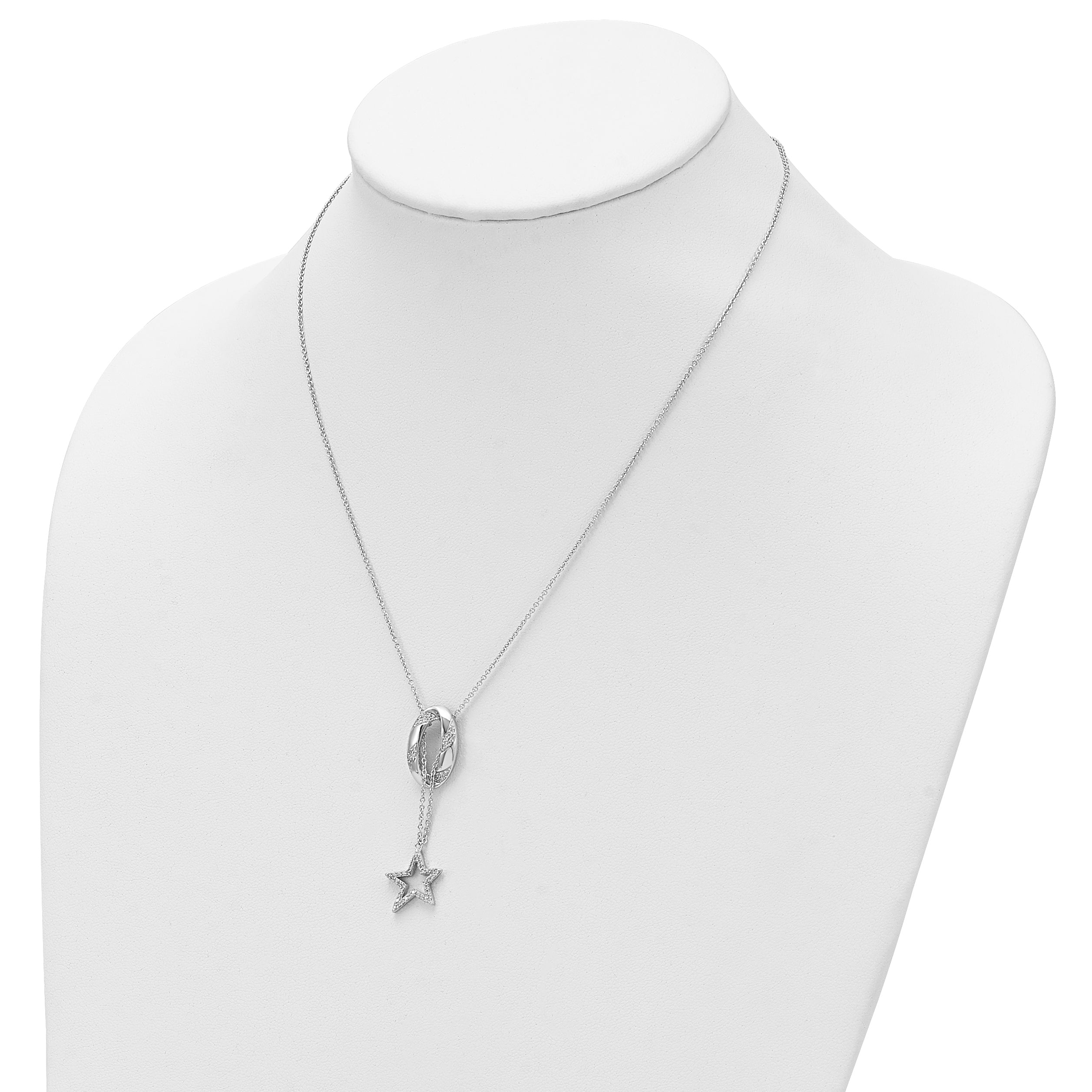 Sentimental Expressions Sterling Silver Rhodium-plated CZ Catch a Falling Star 18in Necklace