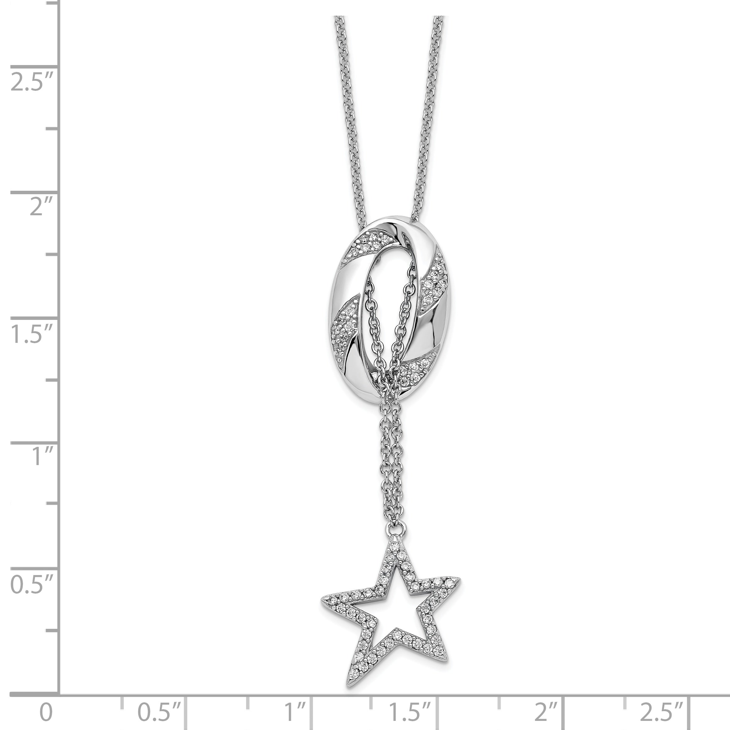 Sentimental Expressions Sterling Silver Rhodium-plated CZ Catch a Falling Star 18in Necklace