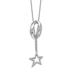 Sentimental Expressions Sterling Silver Rhodium-plated CZ Catch a Falling Star 18in Necklace