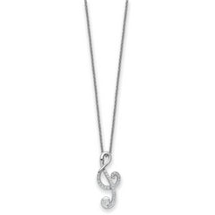 Sentimental Expressions Sterling Silver Rhodium-plated CZ Music 18in Necklace