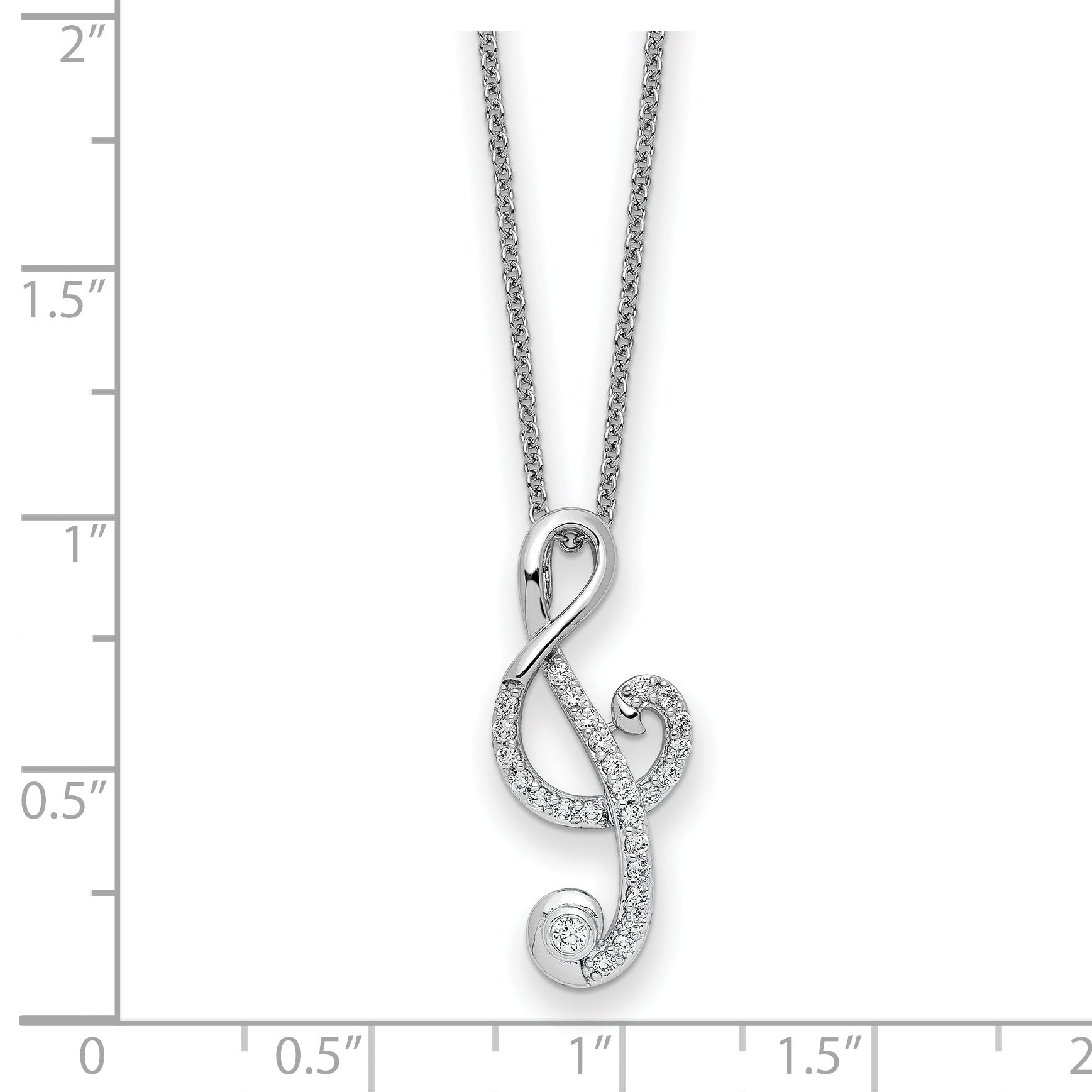 Sentimental Expressions Sterling Silver Rhodium-plated CZ Music 18in Necklace