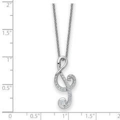 Sentimental Expressions Sterling Silver Rhodium-plated CZ Music 18in Necklace