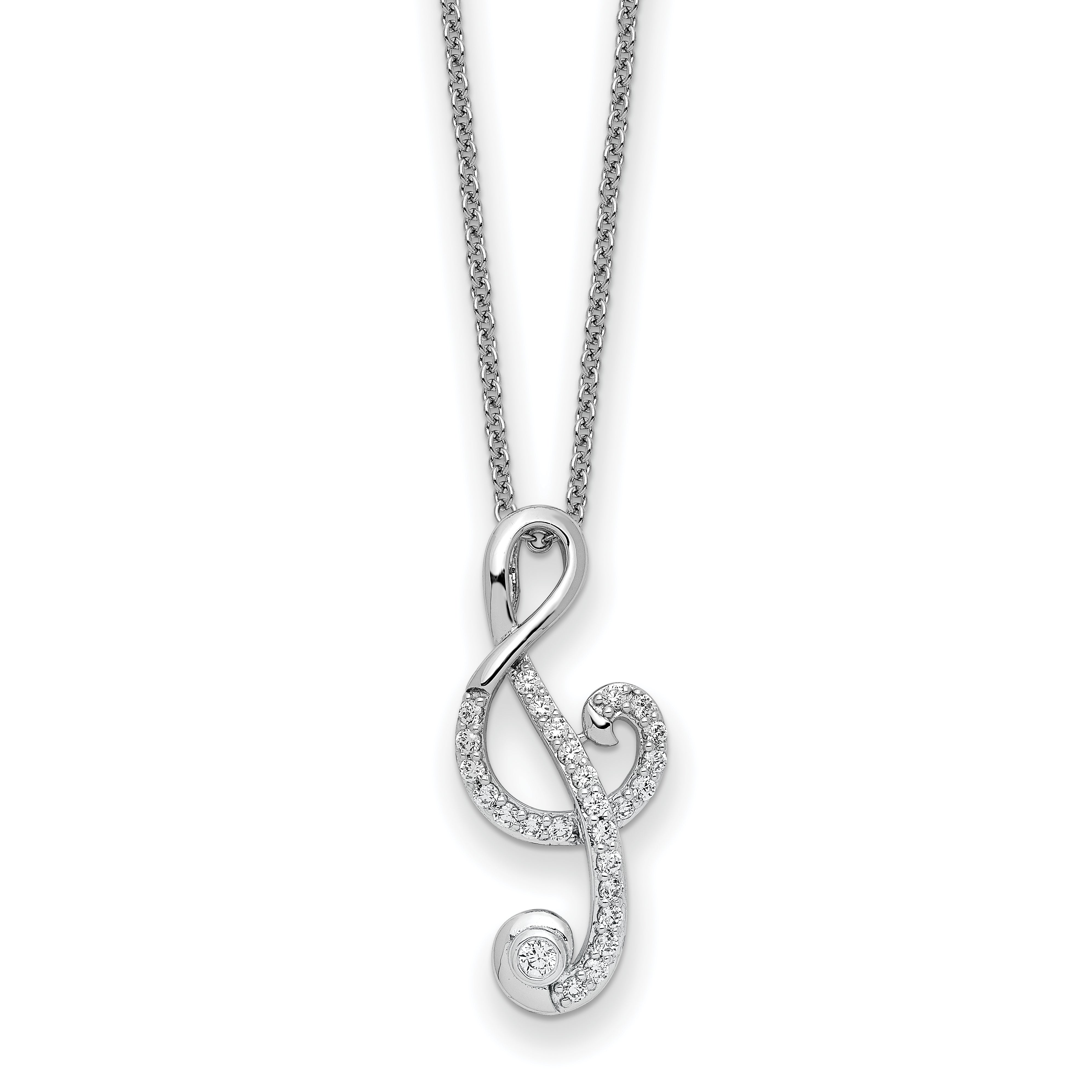 Sentimental Expressions Sterling Silver Rhodium-plated CZ Music 18in Necklace