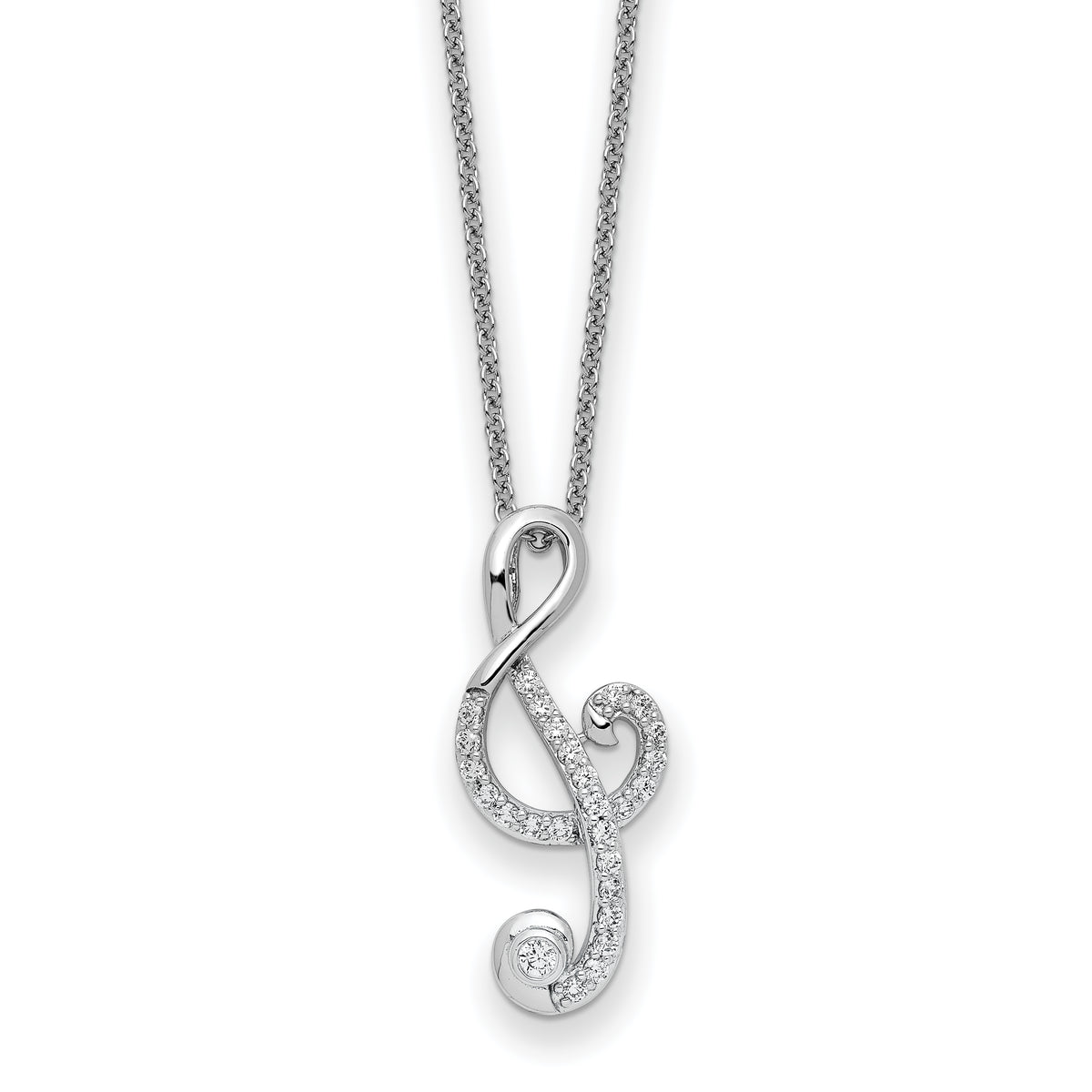 Sentimental Expressions Sterling Silver Rhodium-plated CZ Music 18in Necklace