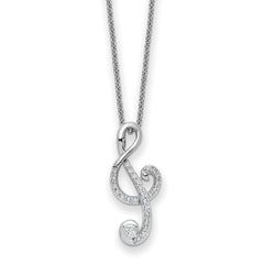 Sentimental Expressions Sterling Silver Rhodium-plated CZ Music 18in Necklace