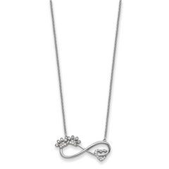 Sentimental Expressions Sterling Silver Rhodium-plated CZ Furr Ever 18 in Necklace