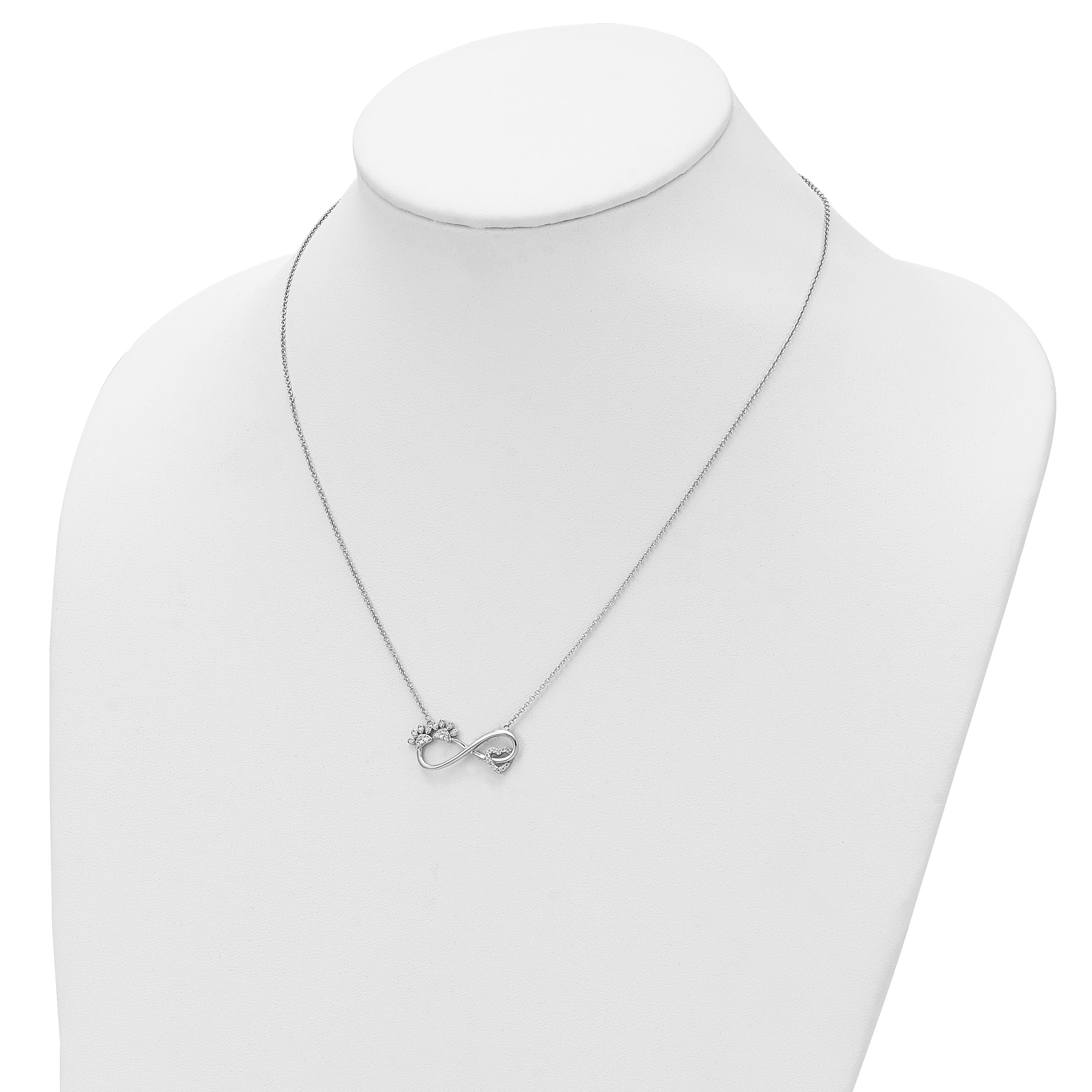 Sentimental Expressions Sterling Silver Rhodium-plated CZ Furr Ever 18 in Necklace