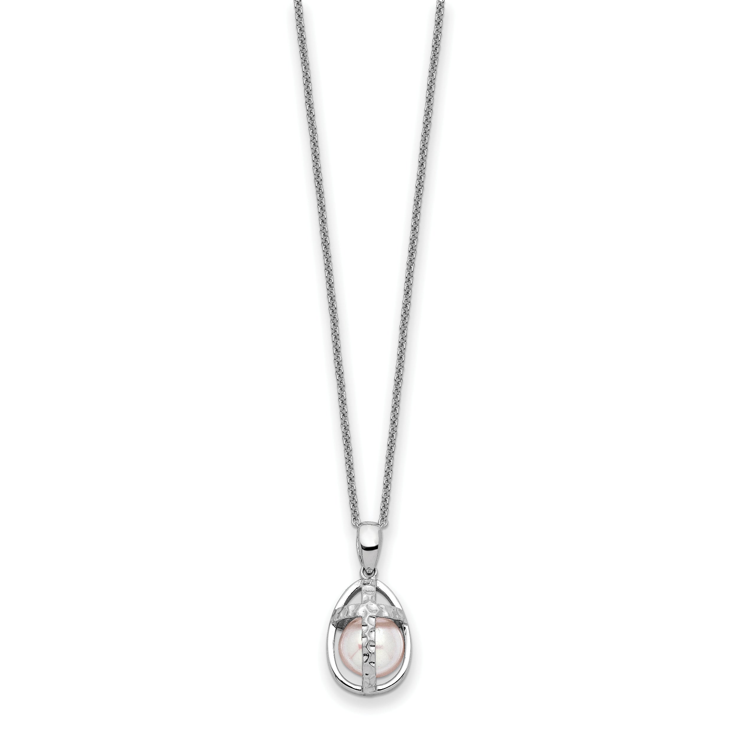 Sentimental Expressions Sterling Silver Rhodium-plated FWC Pearl Commitment 18in Necklace