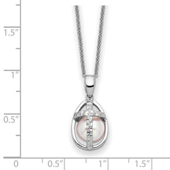 Sentimental Expressions Sterling Silver Rhodium-plated FWC Pearl Commitment 18in Necklace