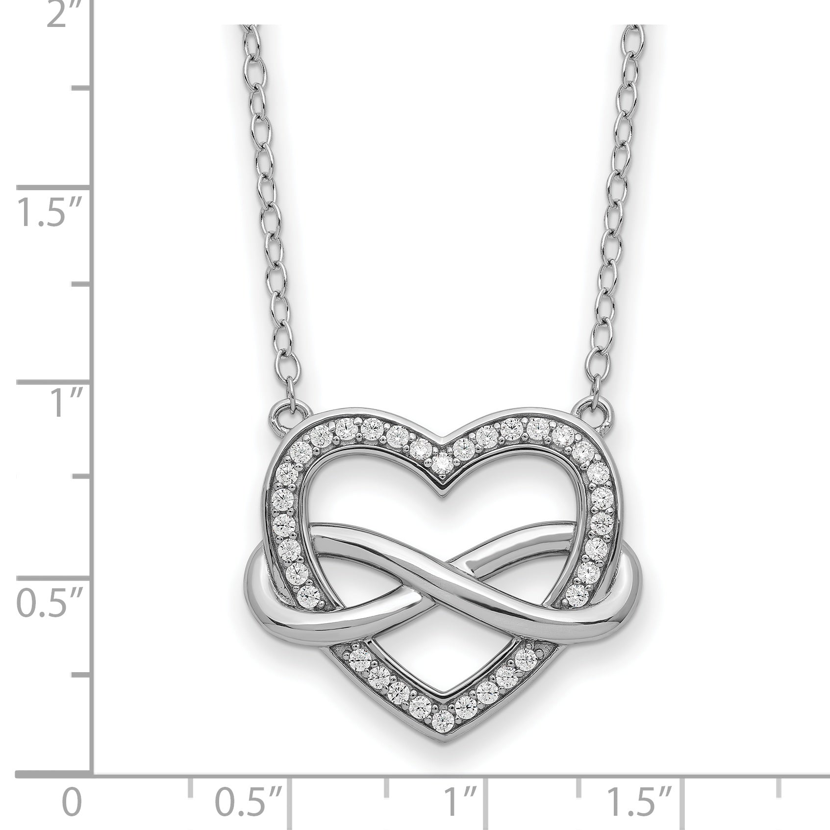 Sentimental Expressions Sterling Silver Rhodium-plated CZ Friends are Forever Heart 18in Necklace