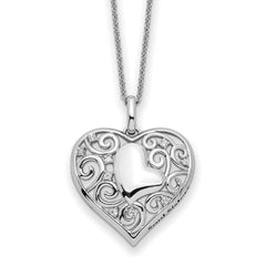 Sentimental Expressions Sterling Silver Rhodium-plated CZ Antiqued Soul Sister Heart 18in Necklace