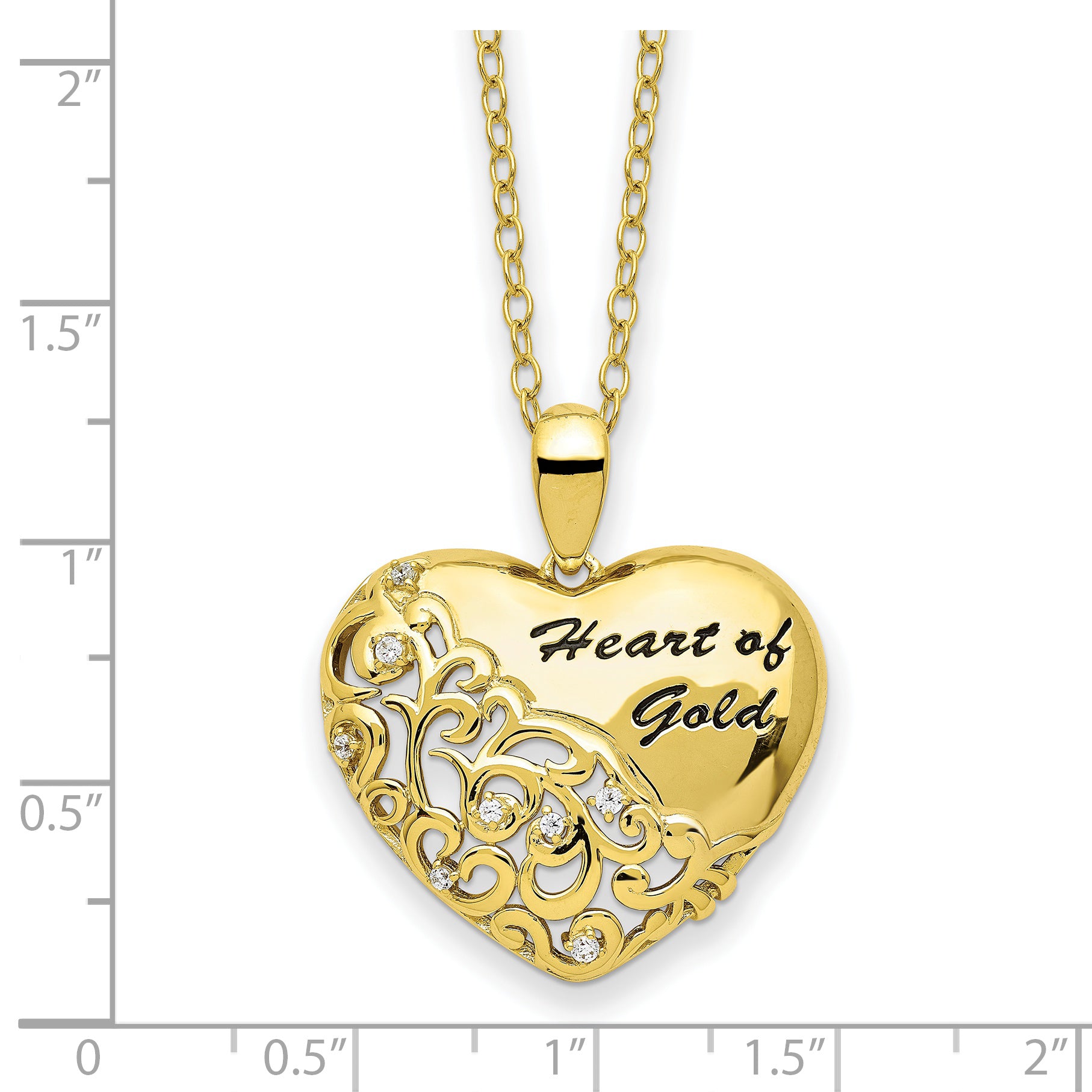 Sentimental Expressions Sterling Silver Gold-tone CZ Heart of Gold 18in Necklace