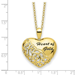 Sentimental Expressions Sterling Silver Gold-tone CZ Heart of Gold 18in Necklace