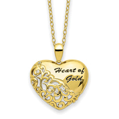 Sentimental Expressions Sterling Silver Gold-tone CZ Heart of Gold 18in Necklace