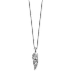 Sentimental Expressions Sterling Silver Rhodium-plated CZ Heaven Sent Wing 22in Necklace