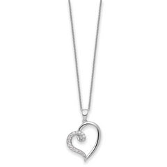 Sentimental Expressions Sterling Silver Rhodium-plated CZ Friendship Heart 18in Necklace