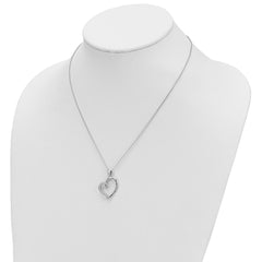 Sentimental Expressions Sterling Silver Rhodium-plated CZ Friendship Heart 18in Necklace