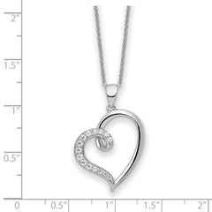 Sentimental Expressions Sterling Silver Rhodium-plated CZ Friendship Heart 18in Necklace