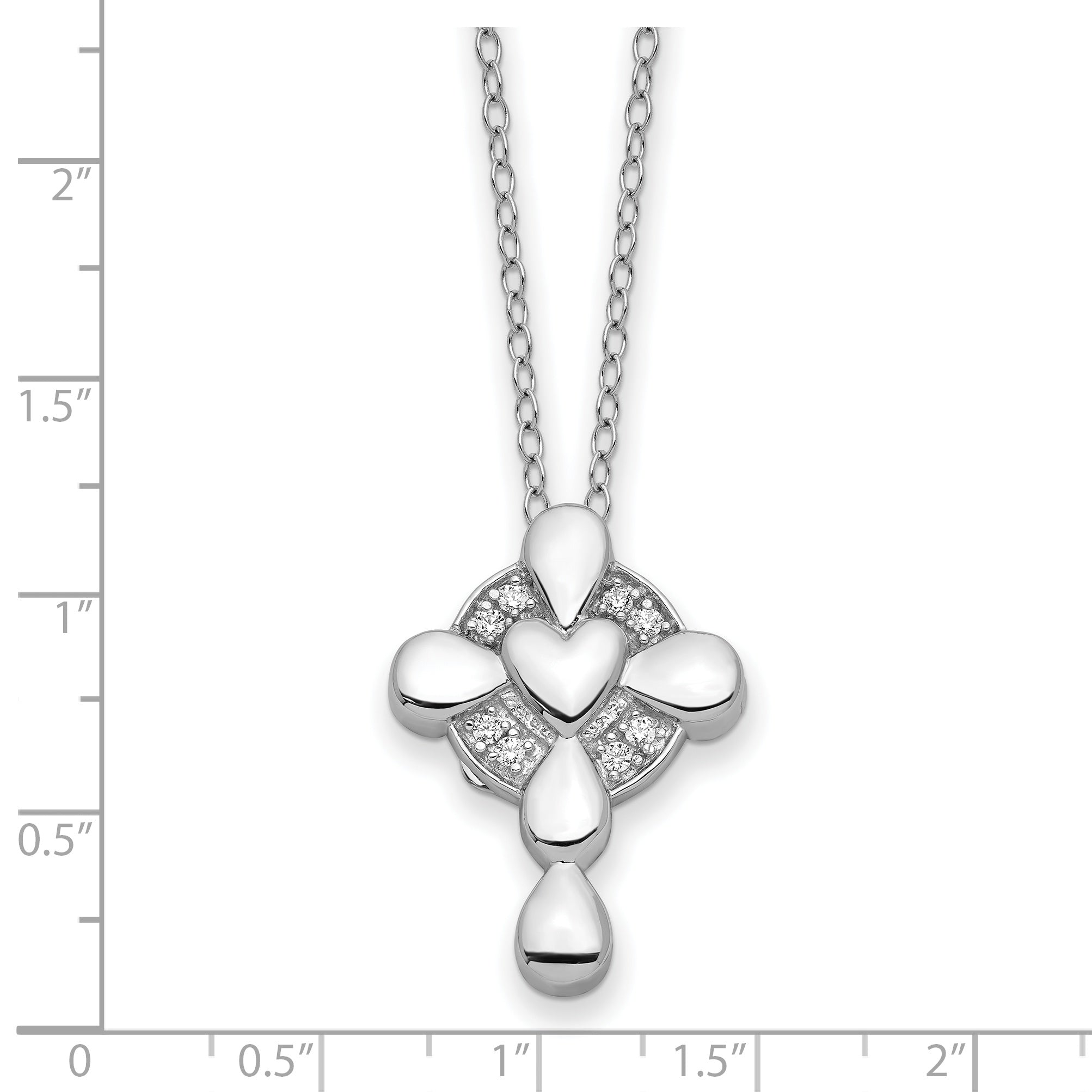 Sentimental Expressions Sterling Silver Rhodium-plated CZ Memory Cross Locket 18in Necklace