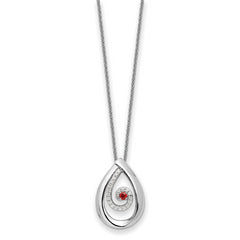 Sentimental Expressions Sterling Silver Rhodium-plated Red and Clear CZ In Memory of my Mother 18in Necklace