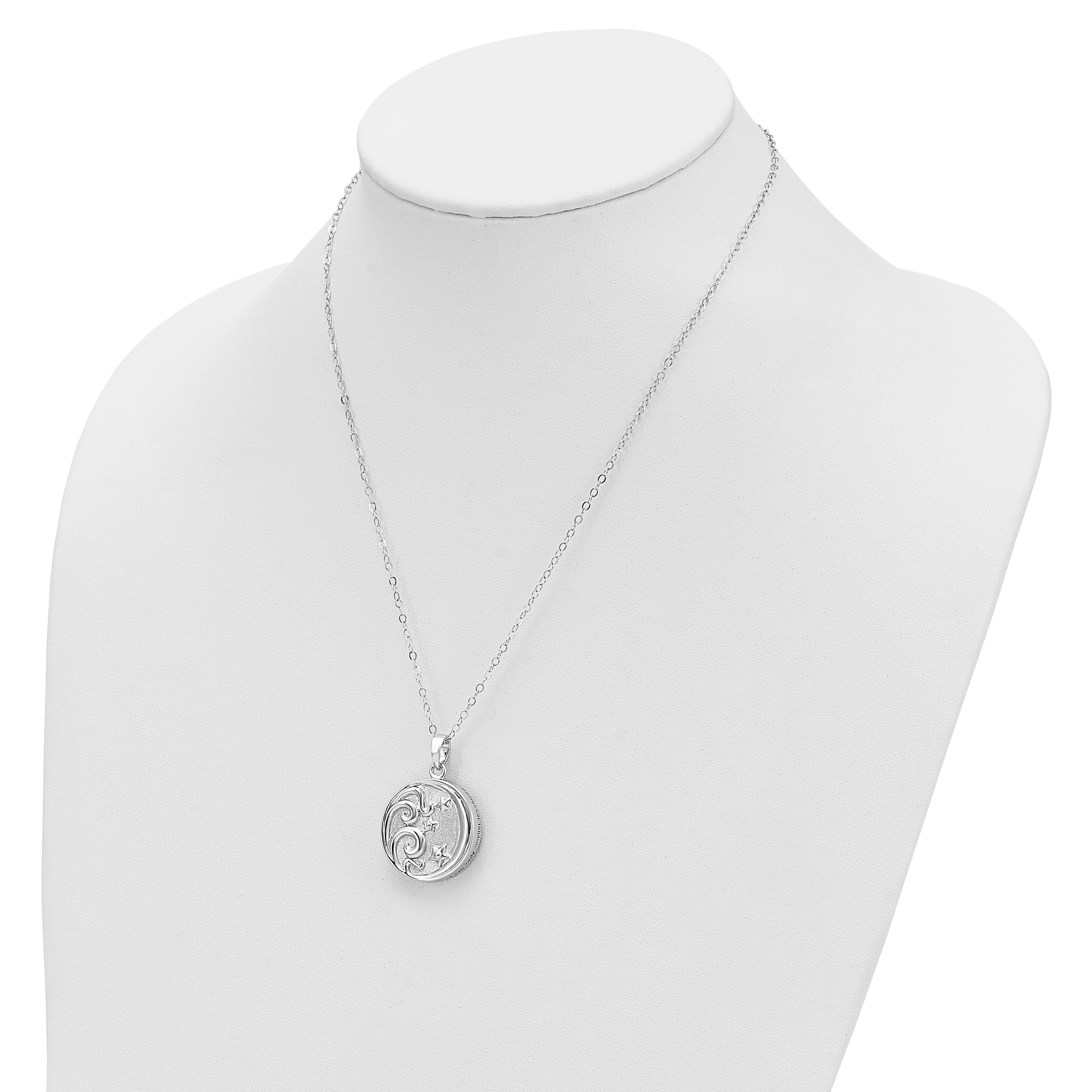 Sentimental Expressions Sterling Silver Rhodium-plated Antiqued Goodnight Ash Holder 18in Necklace