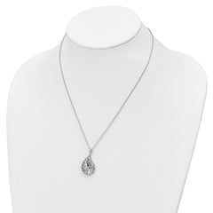 Sentimental Expressions Sterling Silver Rhodium-plated Antiqued CZ Forever Loved Forever Missed 18 Inch Necklace