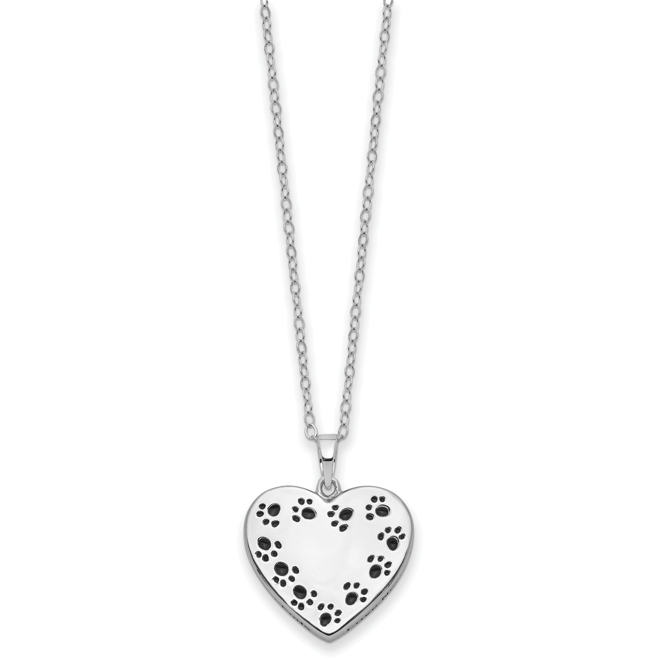 Sentimental Expressions Sterling Silver Rhodium-plated Antiqued Love Never Ends Pet Ash Holder 18in Necklace