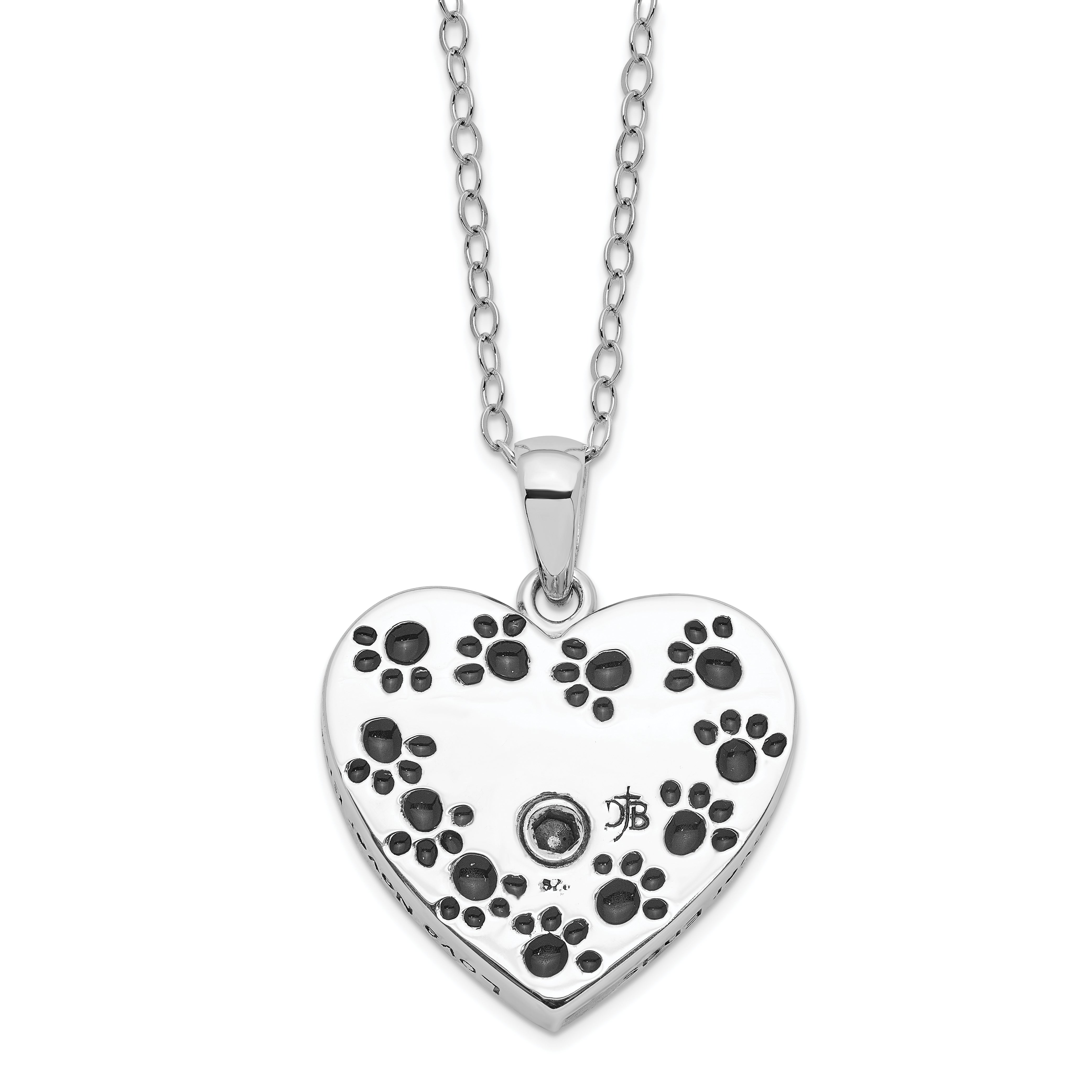 Sentimental Expressions Sterling Silver Rhodium-plated Antiqued Love Never Ends Pet Ash Holder 18in Necklace