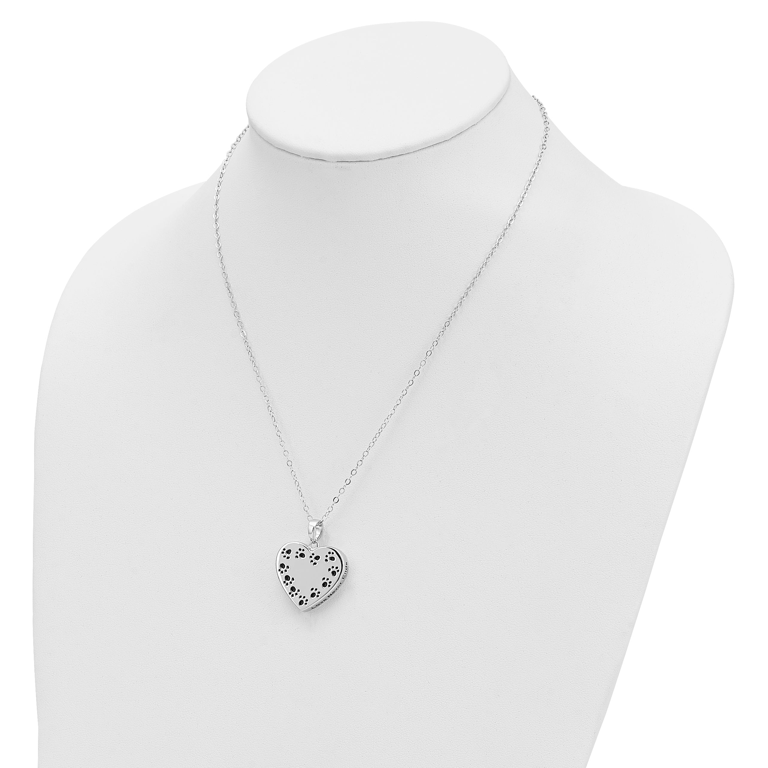 Sentimental Expressions Sterling Silver Rhodium-plated Antiqued Love Never Ends Pet Ash Holder 18in Necklace