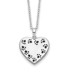 Sentimental Expressions Sterling Silver Rhodium-plated Antiqued Love Never Ends Pet Ash Holder 18in Necklace