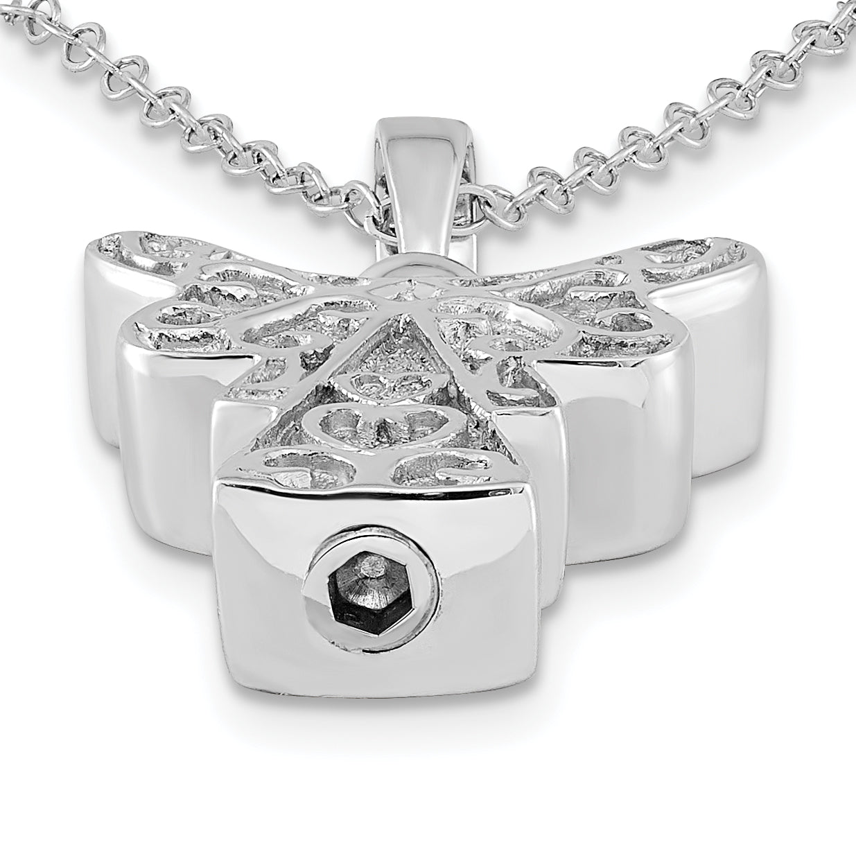 Sentimental Expressions Sterling Silver Rhodium-plated My Angel Ash Holder 18in Necklace