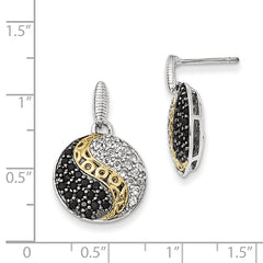 Sterling Silver & Gold-plated Blk Rhodium White Topaz & Onyx Earrings