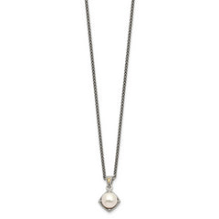 Shey Couture Sterling Silver with 14K Accent 18 Inch Freshwater Cultured Pearl and Diamond Necklace