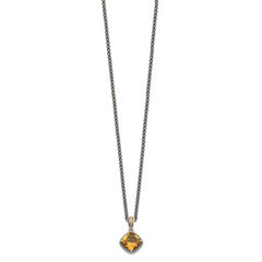 Shey Couture Sterling Silver with 14K Accent 18 Inch Antiqued Cushion Citrine Necklace