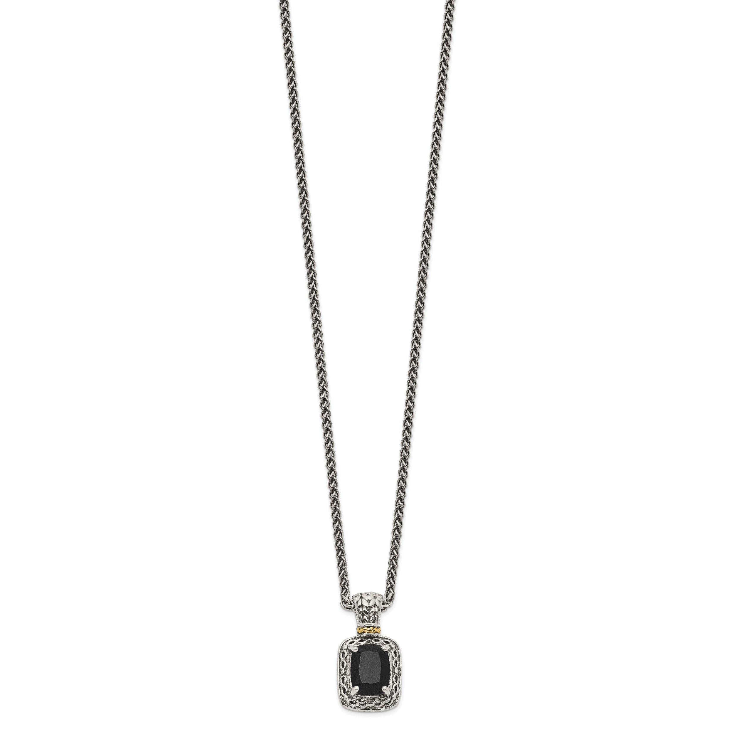 Shey Couture Sterling Silver with 14K Accent 18 inch Antiqued Black Onyx Necklace