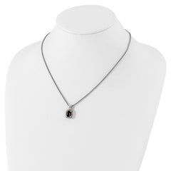 Shey Couture Sterling Silver with 14K Accent 18 Inch Antiqued Cushion Checkerboard Smoky Quartz Necklace