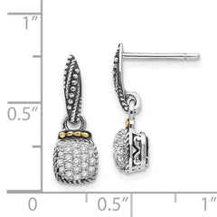 Shey Couture Sterling Silver with 14K Accent Antiqued Diamond Dangle Post Earrings